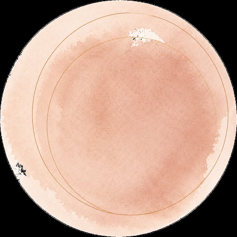 Pintura circular acuarela con gradiente suave melocotón rosa y anillos concéntricos sobre fondo neutro